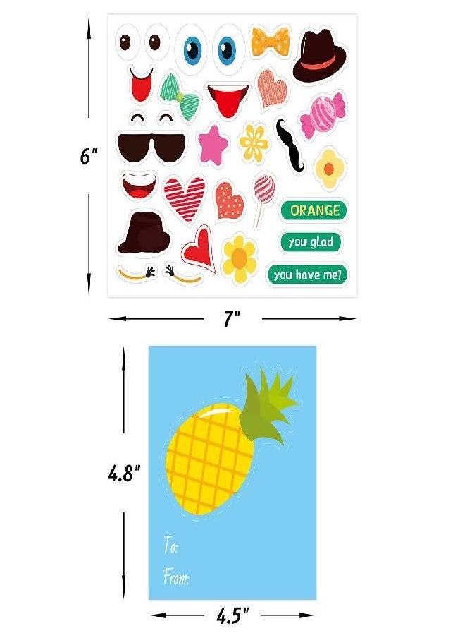 ceiba tree - ceiba tree Valentines Make a Face Fruit Cards and Stickers Valentines Day Stickers for Kids DIY Craft Kit - Image 1