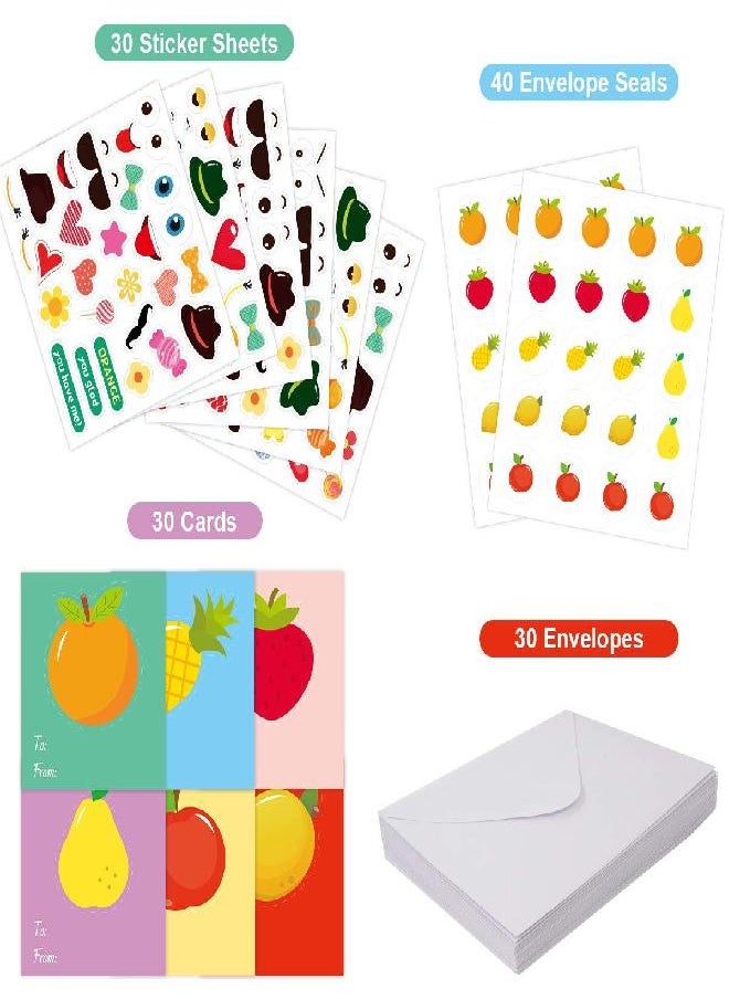 ceiba tree - ceiba tree Valentines Make a Face Fruit Cards and Stickers Valentines Day Stickers for Kids DIY Craft Kit - Image 1