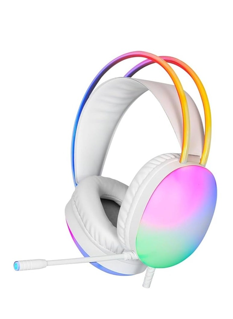 XTRIKE ME For GH-511 Xtrike-Me Transparent Gaming Headset Stereo – Dynamic RGB lighting on headband – Noise Reduction mic – 2 * 3.5 mm jack + USB for Light For PC mobile phone consoles PS4-5 | White  - Image 1