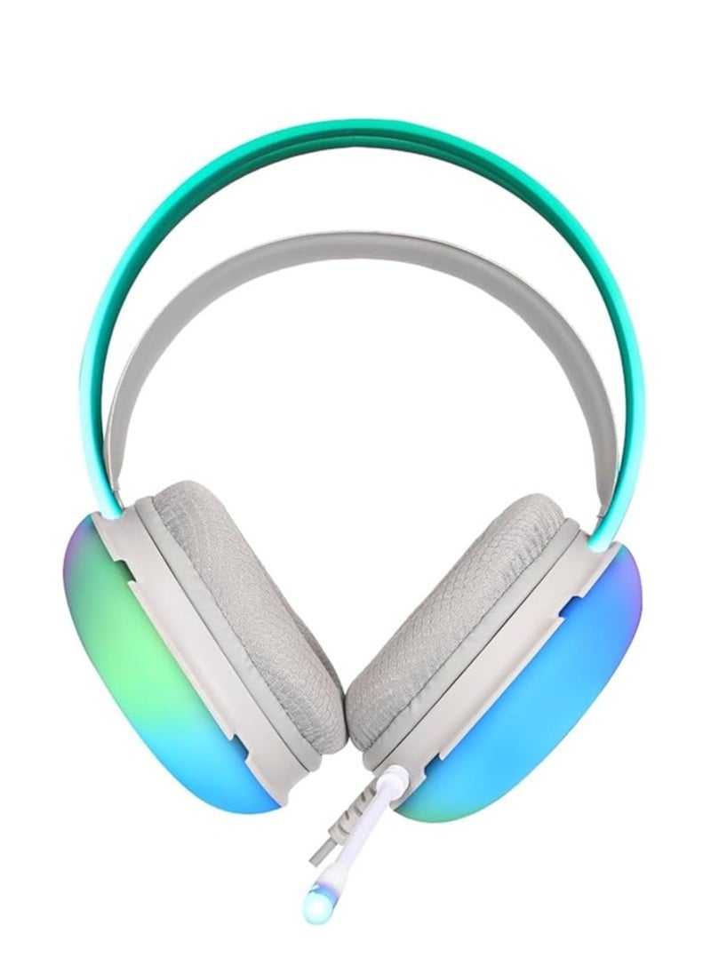 XTRIKE ME For GH-511 Xtrike-Me Transparent Gaming Headset Stereo – Dynamic RGB lighting on headband – Noise Reduction mic – 2 * 3.5 mm jack + USB for Light For PC mobile phone consoles PS4-5 | White  - Image 2