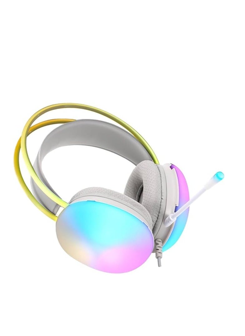 XTRIKE ME For GH-511 Xtrike-Me Transparent Gaming Headset Stereo – Dynamic RGB lighting on headband – Noise Reduction mic – 2 * 3.5 mm jack + USB for Light For PC mobile phone consoles PS4-5 | White  - Image 3