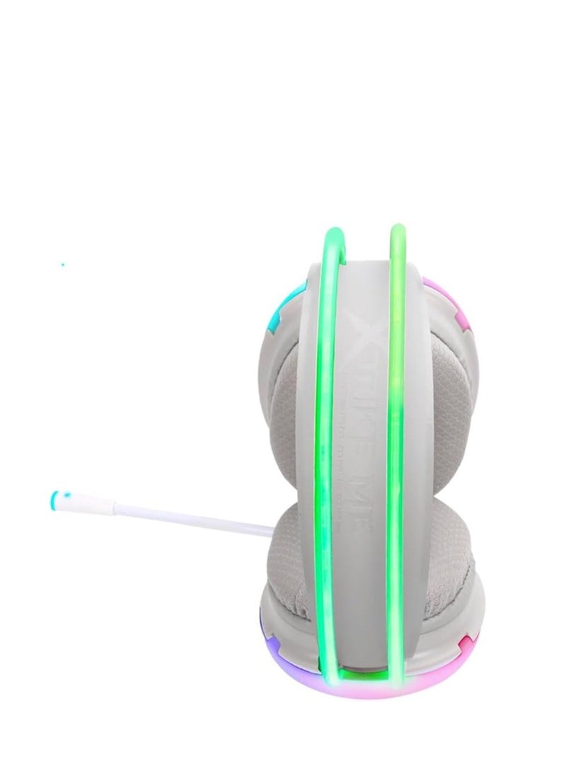 XTRIKE ME For GH-511 Xtrike-Me Transparent Gaming Headset Stereo – Dynamic RGB lighting on headband – Noise Reduction mic – 2 * 3.5 mm jack + USB for Light For PC mobile phone consoles PS4-5 | White  - Image 4