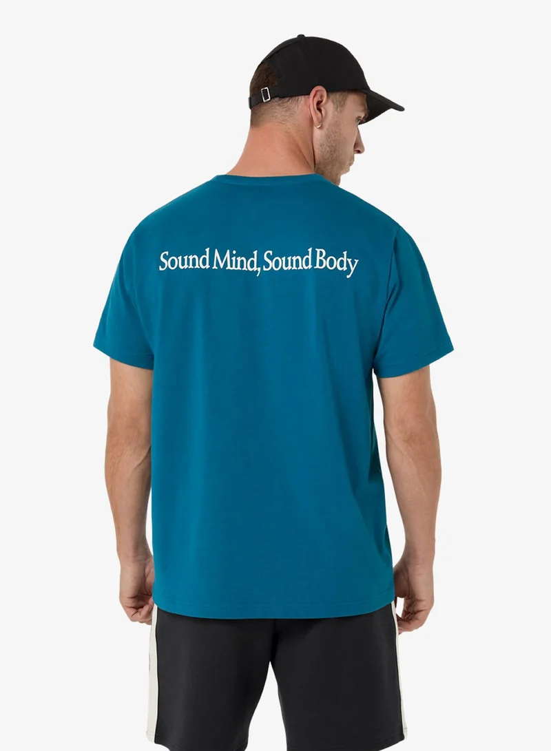 اسيكس تيشيرت برسومات تراثية ثقيلة