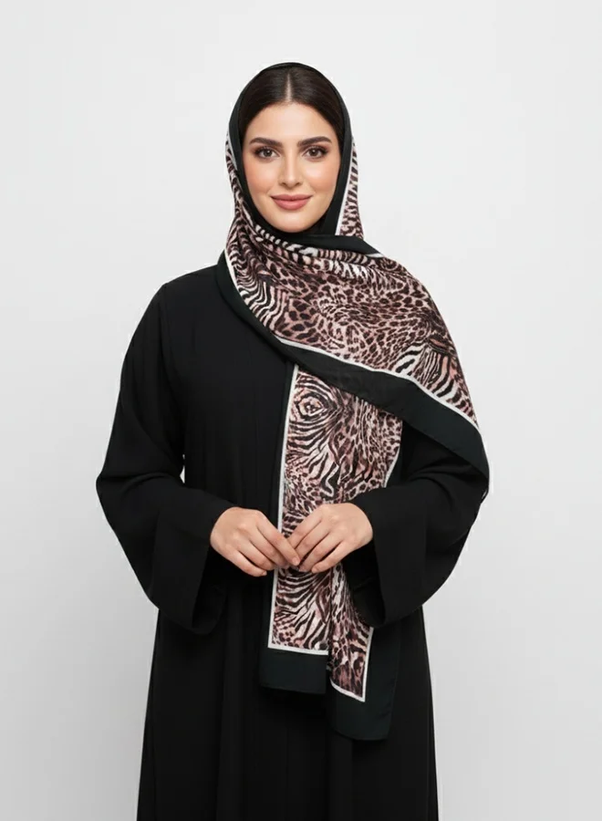 عبايات لمحة طرحة وايلد كلاسيك – شيفون بنقشة تايغر × ليوبارد