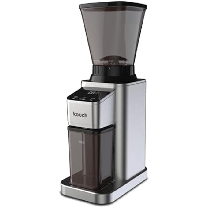 KOUCH Coffee Grinder Electric Adjustable Touchscreen Burr Mill With 24 Precise Settings Precision Electronic Timer AntiStatic Brushed Stainless Steel - Image 1