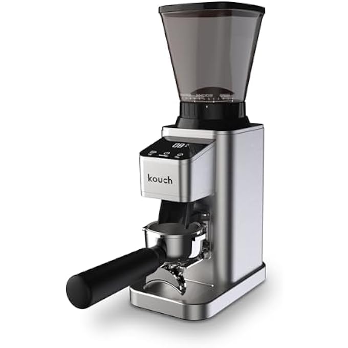 KOUCH Coffee Grinder Electric Adjustable Touchscreen Burr Mill With 24 Precise Settings Precision Electronic Timer AntiStatic Brushed Stainless Steel - Image 3