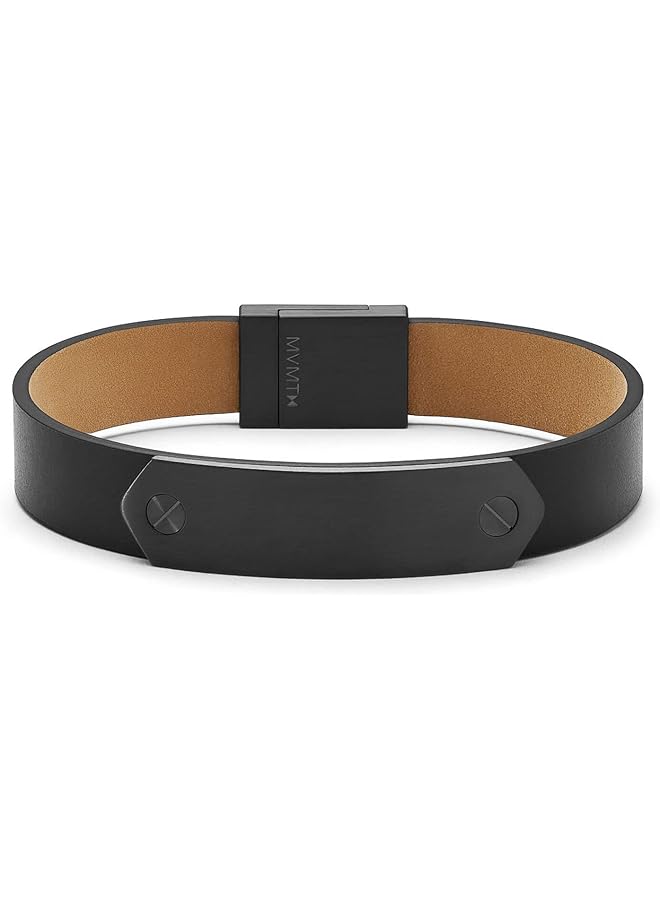 ام في ام تي سوار رجالي من الجلد مطلي بالفضة، لون بني، مقاس واحد 28200160 - Image 1