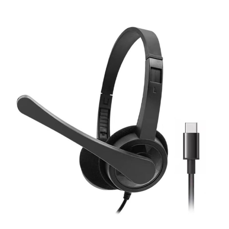 Dyazo Type C Wired Headphones with Mic | Lightweight On Ear Headset Compatible for PC, Mobile Phones, Laptop & MacBook | Comfortable Fit | Ideal for Office, Calls & Online Meetings (Black) - Image 1