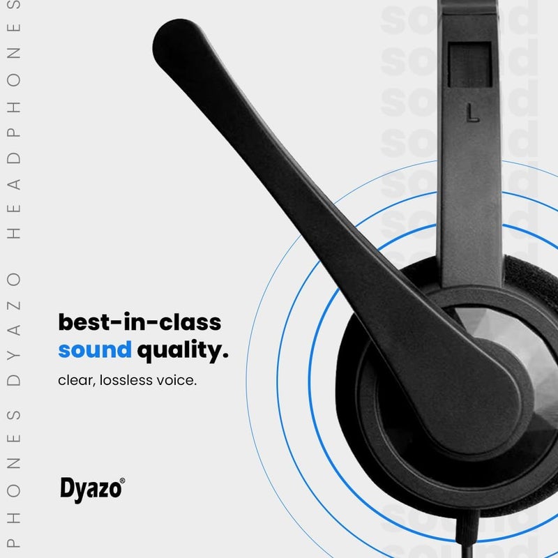 Dyazo Type C Wired Headphones with Mic | Lightweight On Ear Headset Compatible for PC, Mobile Phones, Laptop & MacBook | Comfortable Fit | Ideal for Office, Calls & Online Meetings (Black) - Image 2