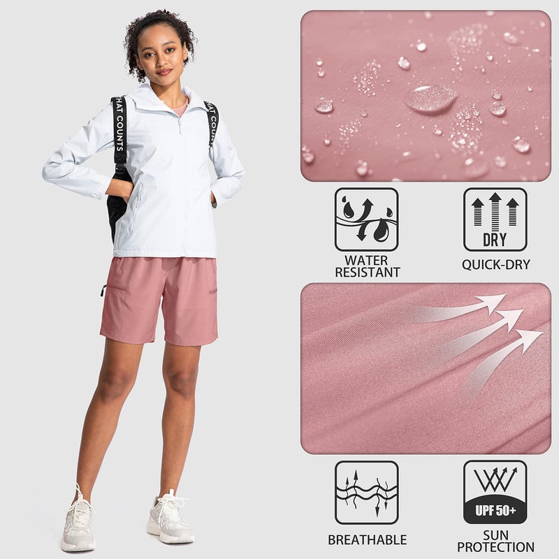 SANTINY Women's 5''/ 7''/9'' Hiking Cargo Shorts Quick Dry Lightweight Summer Shorts for Women Athletic Golf Zipper Pockets(Dusty Pink_M) - Image 5