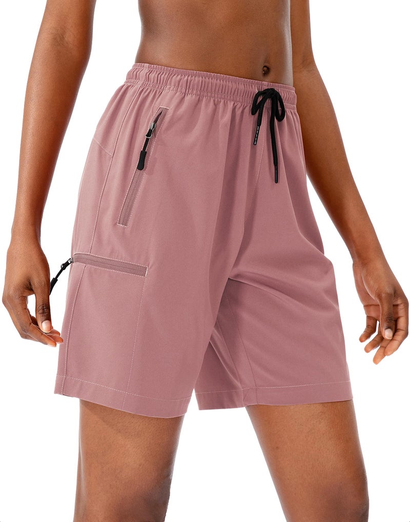 SANTINY Women's 5''/ 7''/9'' Hiking Cargo Shorts Quick Dry Lightweight Summer Shorts for Women Athletic Golf Zipper Pockets(Dusty Pink_M) - Image 2