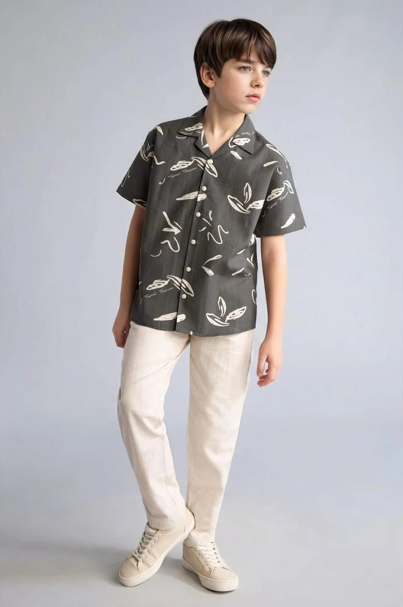 ديفاكتو Boy Regular Fit Straight Leg Cotton Trousers