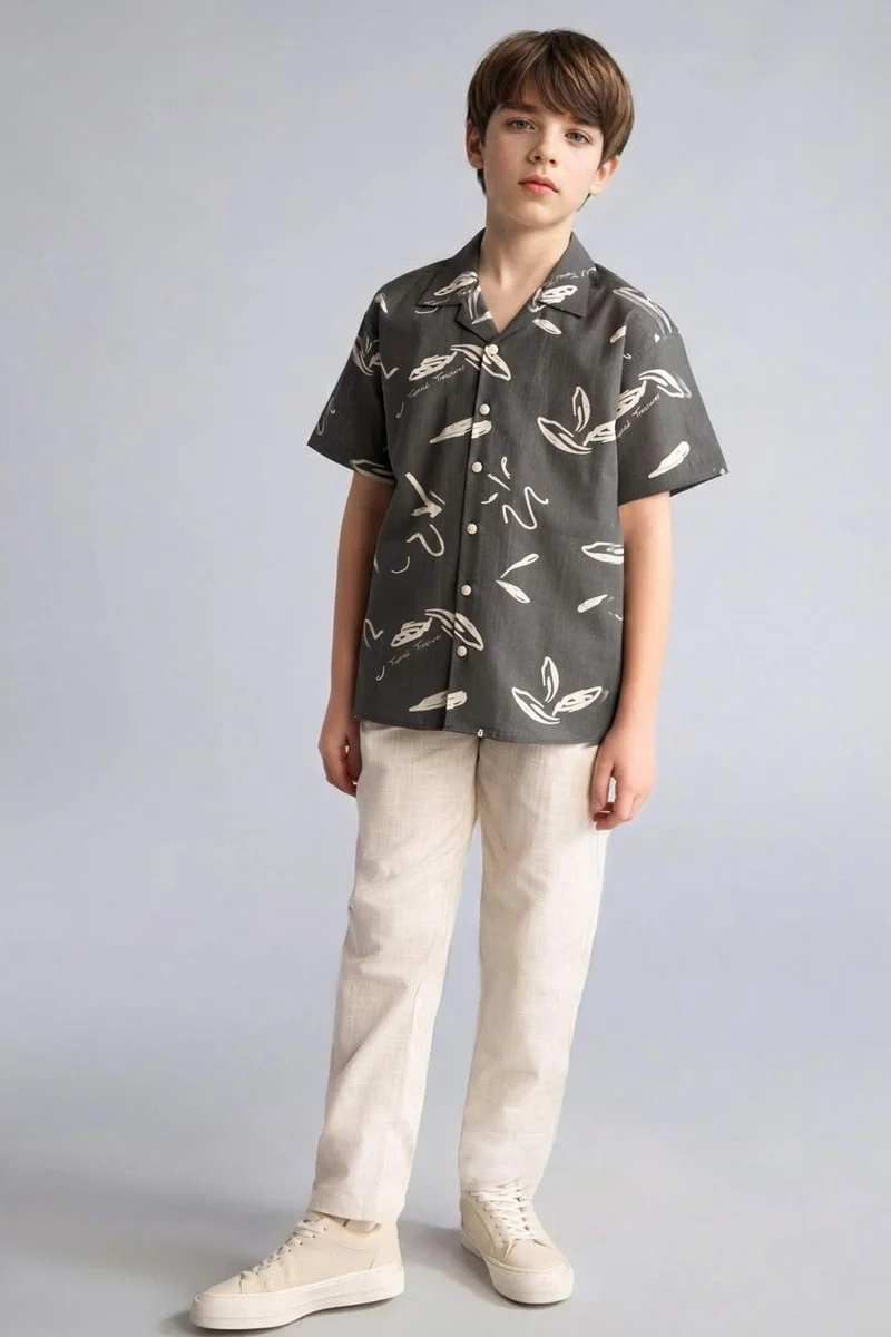 ديفاكتو Boy Regular Fit Straight Leg Cotton Trousers