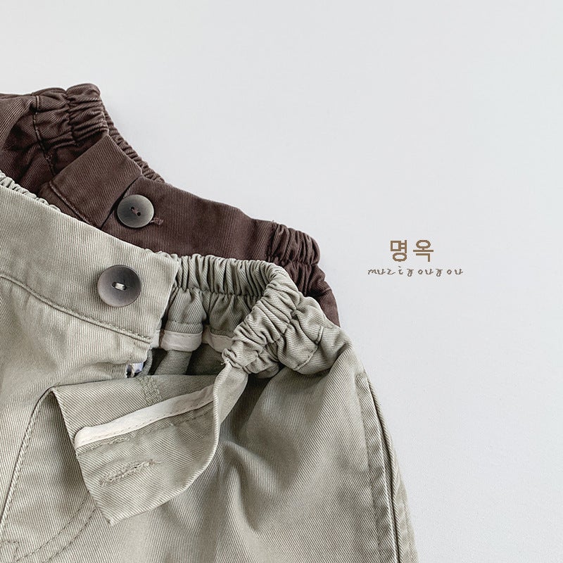 Retro Color Korean Style Pants For Boys And Girls 2026 Spring New Style Kidsren'S Loose Casual Cotton Pants - Image 5