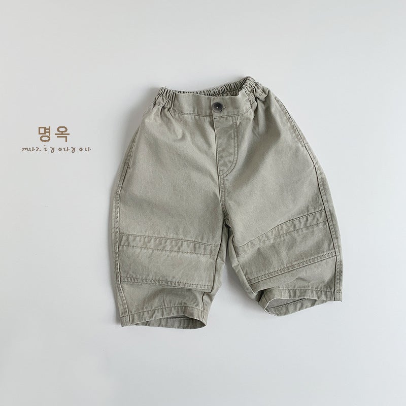 Retro Color Korean Style Pants For Boys And Girls 2026 Spring New Style Kidsren'S Loose Casual Cotton Pants - Image 1