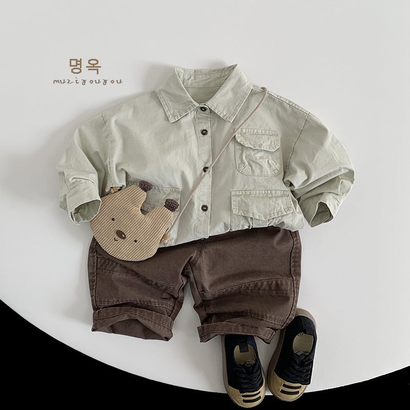 Retro Color Korean Style Pants For Boys And Girls 2026 Spring New Style Kidsren'S Loose Casual Cotton Pants - Image 4