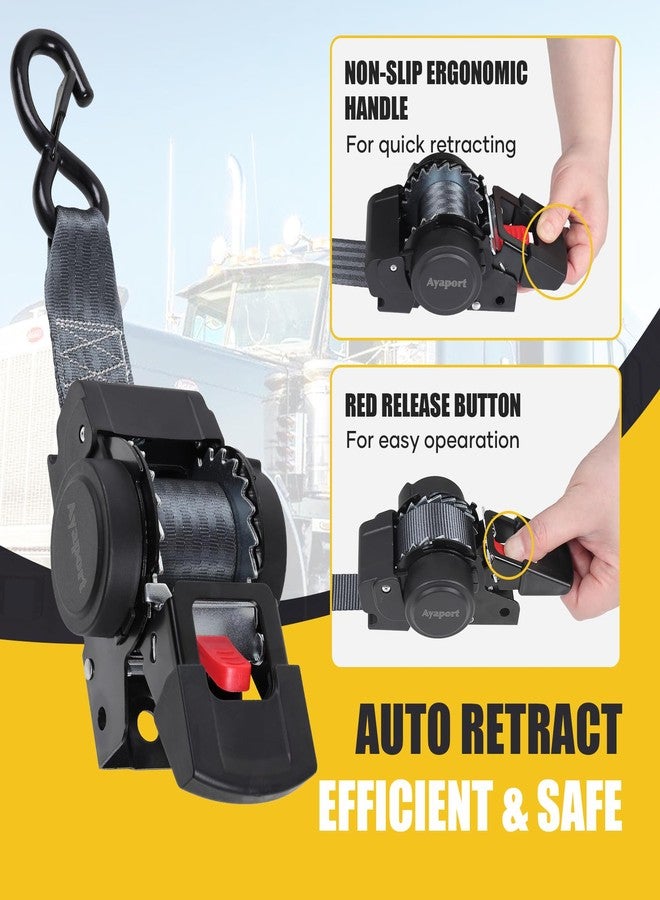 Ayaport Retractable Transom Tie Down Straps 2in X 8ft Boat Tie Down Straps to Trailer- 3300lbs Break Strength, Heavy Duty Bolt-on Ratchet Straps for Cargo, Boat, Motorcycles, ATV, 2pk - Image 2