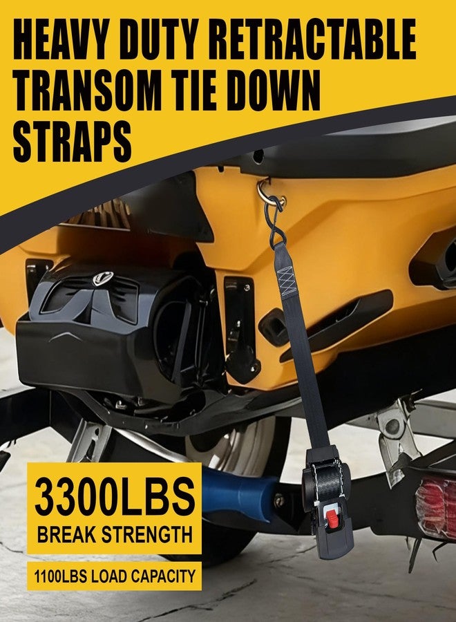 Ayaport Retractable Transom Tie Down Straps 2in X 8ft Boat Tie Down Straps to Trailer- 3300lbs Break Strength, Heavy Duty Bolt-on Ratchet Straps for Cargo, Boat, Motorcycles, ATV, 2pk - Image 3
