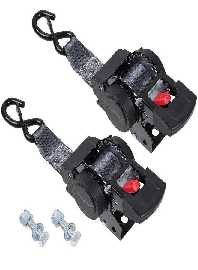 Ayaport Retractable Transom Tie Down Straps 2in X 8ft Boat Tie Down Straps to Trailer- 3300lbs Break Strength, Heavy Duty Bolt-on Ratchet Straps for Cargo, Boat, Motorcycles, ATV, 2pk - Image 1