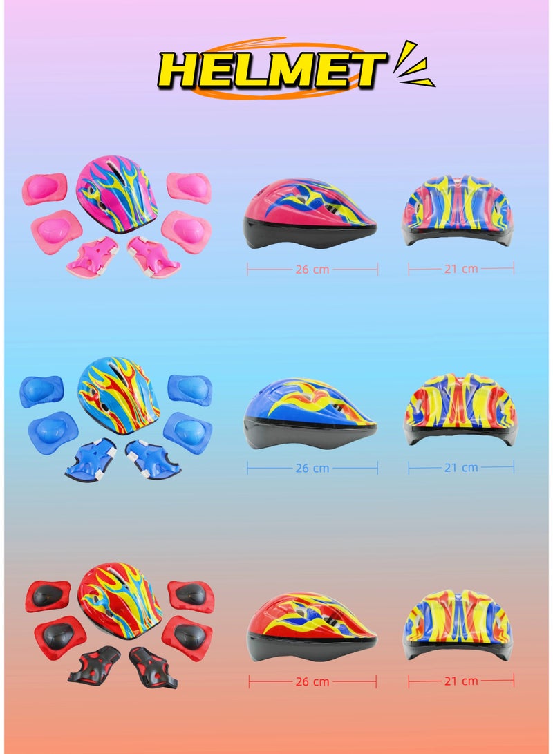 7-in-1 Sport Protective Gear for Kids: Helmet, Knee Pads, Elbow Pads and Wristbands Guards (Suitable for Boys & Girls) – Choose from 3 Colors (Pink, Red, Blue) - Image 2