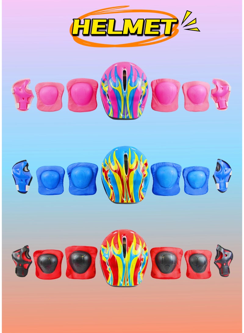 7-in-1 Sport Protective Gear for Kids: Helmet, Knee Pads, Elbow Pads and Wristbands Guards (Suitable for Boys & Girls) – Choose from 3 Colors (Pink, Red, Blue) - Image 3