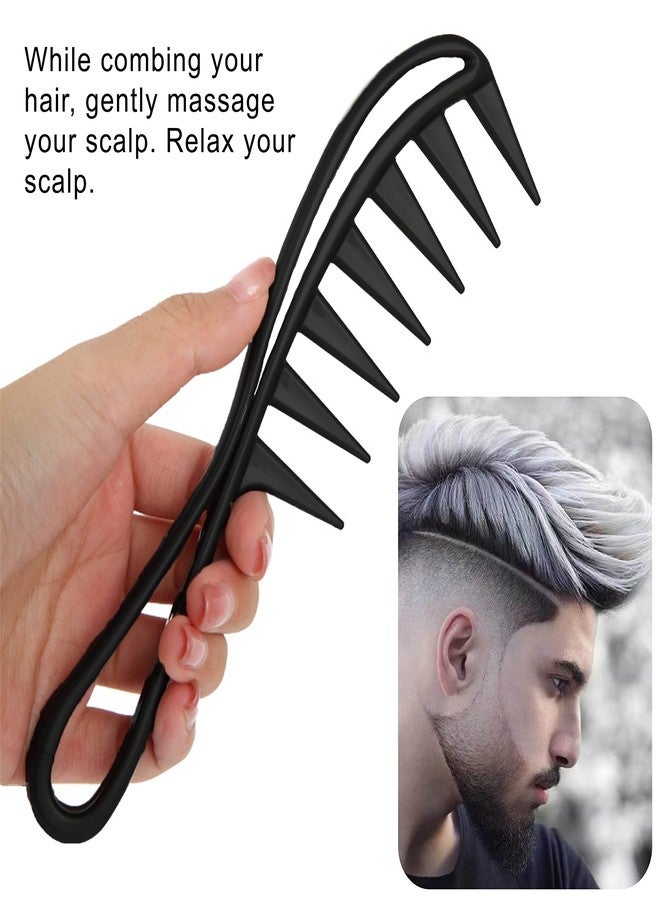 joaoxoko 2 Pcs Wide Tooth Comb, Large Tooth Curl Comb Shark Teeth Hair Hairstyle Tool for Curly Wet Wavy Thick Hair Wigs Barber Salon, Women Men - Image 3
