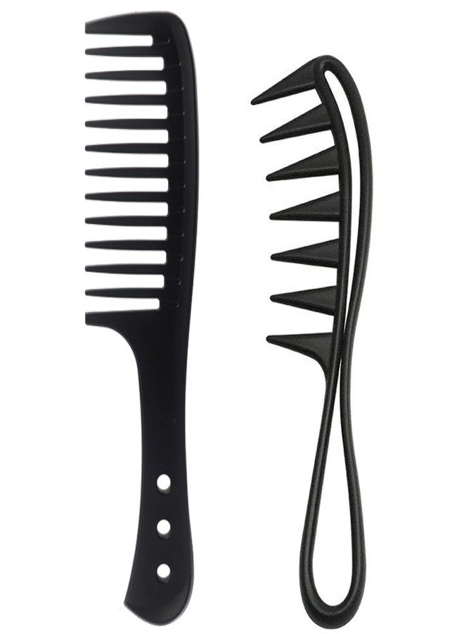 joaoxoko 2 Pcs Wide Tooth Comb, Large Tooth Curl Comb Shark Teeth Hair Hairstyle Tool for Curly Wet Wavy Thick Hair Wigs Barber Salon, Women Men - Image 1