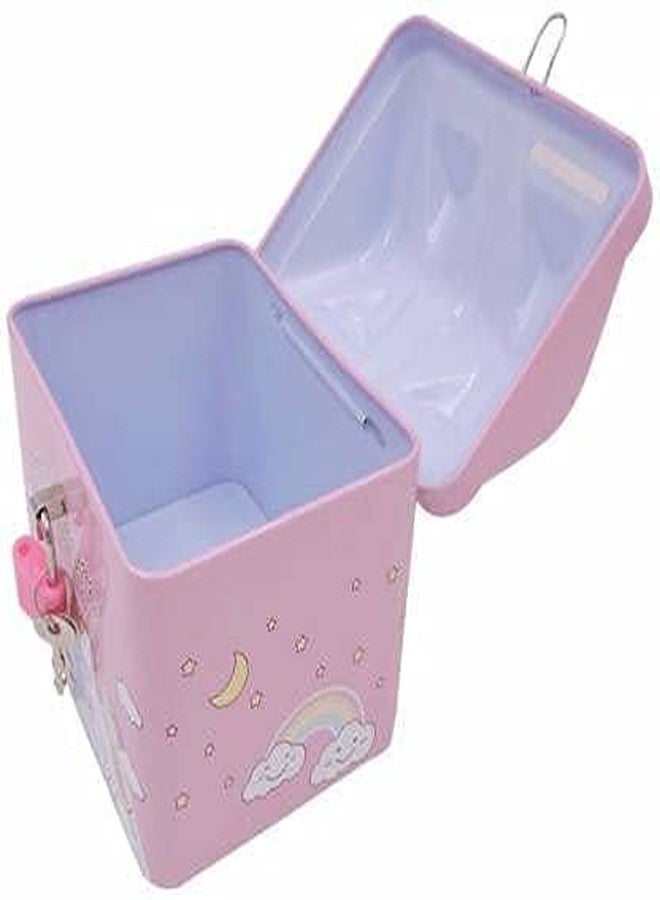 Sellon1 Unicorn Piggy Saving Bank For Girls Kids With Lock And Key | House Shape Metal Coin Bank, Cottage, Multi-coloured - Image 2