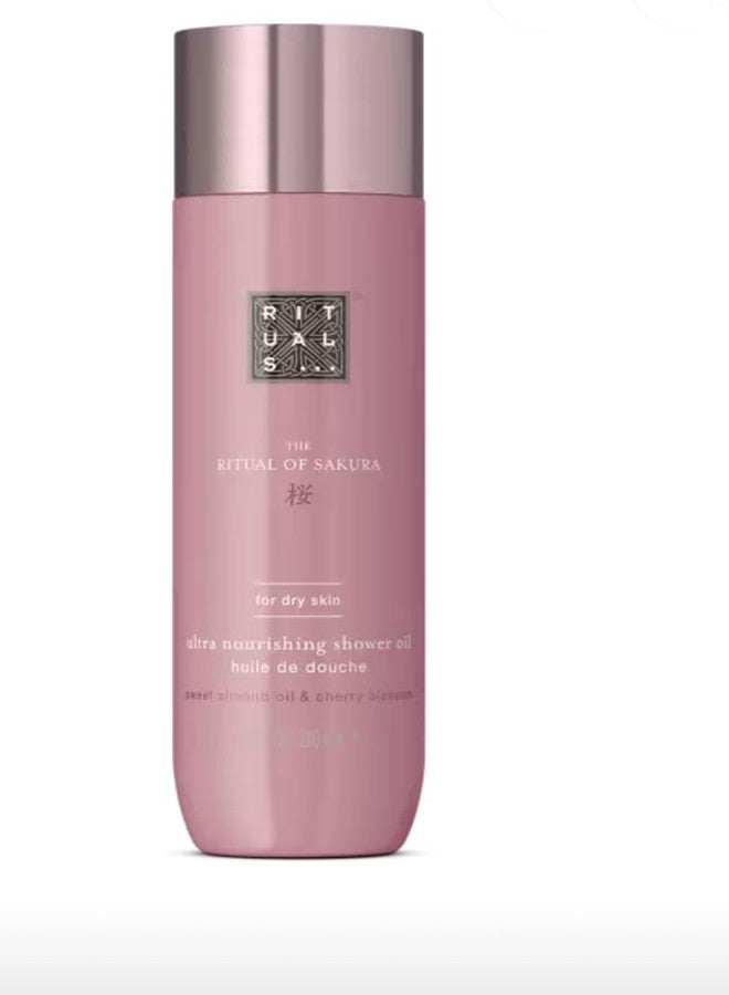 RITUALS The of Sakura Ultra Nourishing Shower Oil, Sweet Almond Oil and Cherry Blossom, for Dry Skin, Pink 6.7 fl oz /200 ml - Image 1