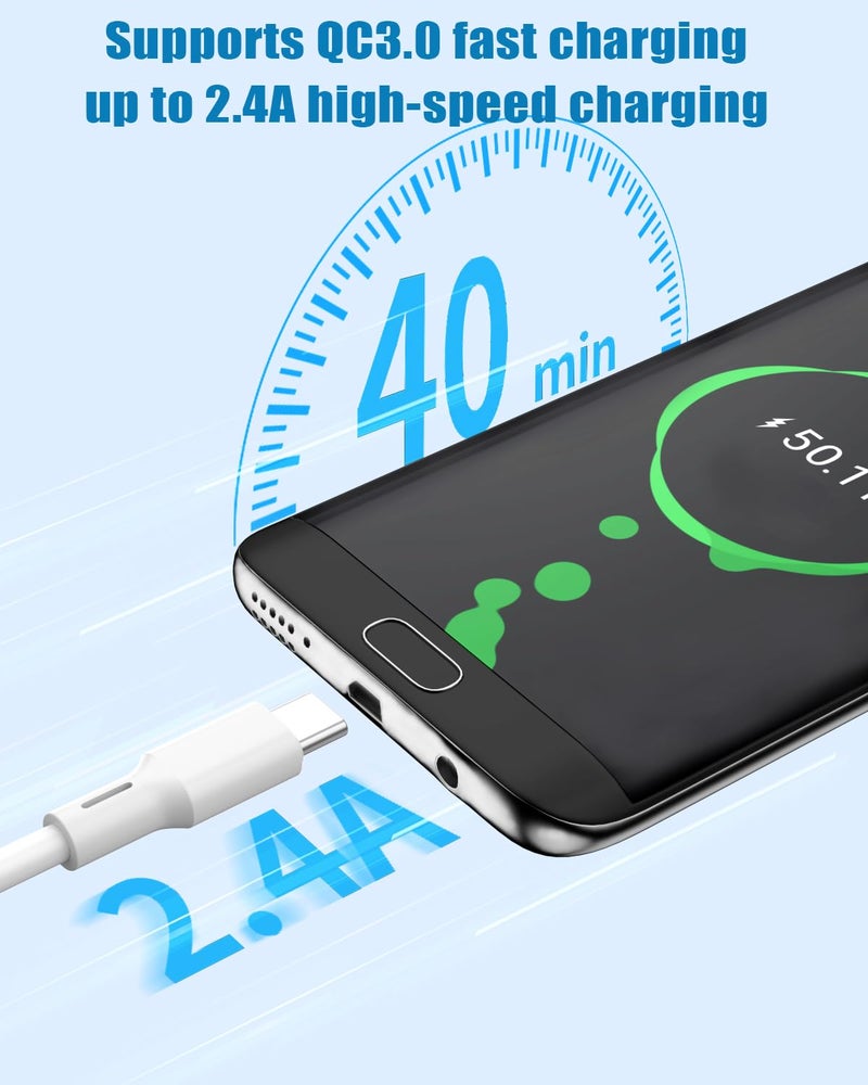 شيتيك حزمة 8 (3 قدم/1 متر) كابلات USB من النوع C، كابل USB A إلى C، سلك شحن سريع 2.4A من PVC لأجهزة iPhone 16 15 Pro Max Google Pixel iPad Pro MacBook Pro Switch وغيرها. (النوع C، حزمة 8 [أسود A]، 1 متر) - Image 5