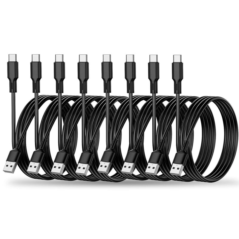 شيتيك حزمة 8 (3 قدم/1 متر) كابلات USB من النوع C، كابل USB A إلى C، سلك شحن سريع 2.4A من PVC لأجهزة iPhone 16 15 Pro Max Google Pixel iPad Pro MacBook Pro Switch وغيرها. (النوع C، حزمة 8 [أسود A]، 1 متر) - Image 1