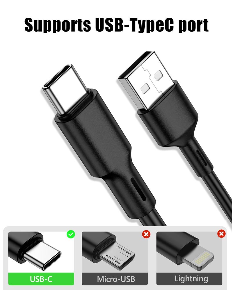 شيتيك حزمة 8 (3 قدم/1 متر) كابلات USB من النوع C، كابل USB A إلى C، سلك شحن سريع 2.4A من PVC لأجهزة iPhone 16 15 Pro Max Google Pixel iPad Pro MacBook Pro Switch وغيرها. (النوع C، حزمة 8 [أسود A]، 1 متر) - Image 2