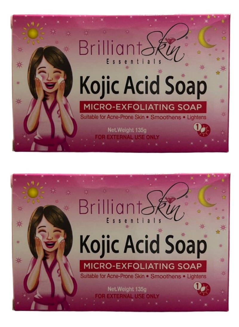 بريليانت سكين صابون حمض الكوجيك-صابون التقشير الدقيق 135 جم 2 قطعة - Image 1