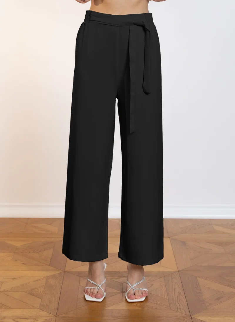 شايبس WIDE LEG TROUSERS WITH BOW TIE