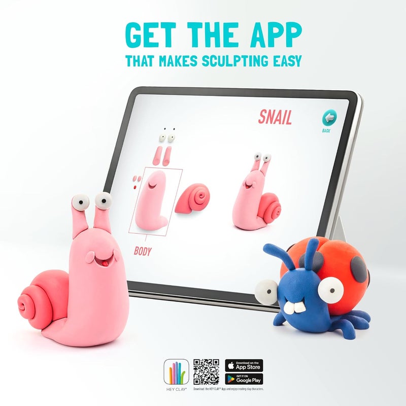 HEY CLAY -DIY Bugs: Snail, Dragonfly, Ladybird Plastic Creative Modelling Air-Dry Clay For Kids 6 Cans - Image 4