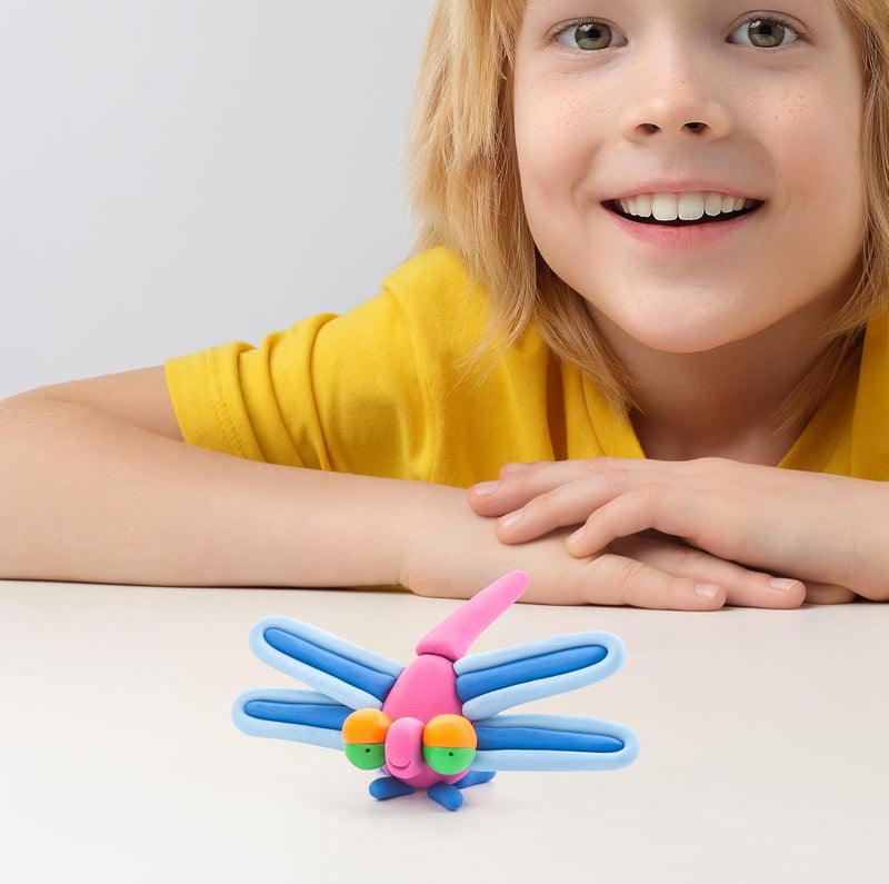 HEY CLAY -DIY Bugs: Snail, Dragonfly, Ladybird Plastic Creative Modelling Air-Dry Clay For Kids 6 Cans - Image 5