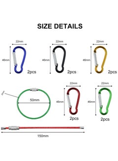 UNIVERSAL NETTING 10 x Multifunctional Aluminium D-Shape Safety Carabiner Hooks for Mountaineering Outdoor Sports with 2 Metal Cable Loops for Climbing, Camping, etc.,Yellow,Blue,Green  - Image 2