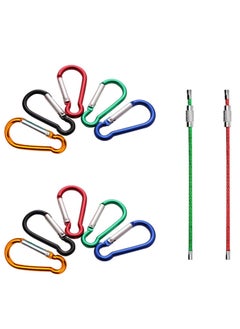UNIVERSAL NETTING 10 x Multifunctional Aluminium D-Shape Safety Carabiner Hooks for Mountaineering Outdoor Sports with 2 Metal Cable Loops for Climbing, Camping, etc.,Yellow,Blue,Green  - Image 1