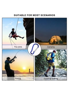 UNIVERSAL NETTING 10 x Multifunctional Aluminium D-Shape Safety Carabiner Hooks for Mountaineering Outdoor Sports with 2 Metal Cable Loops for Climbing, Camping, etc.,Yellow,Blue,Green  - Image 5
