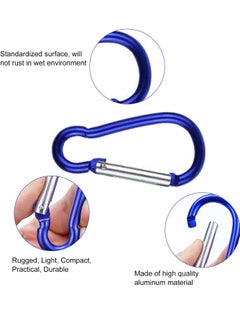 UNIVERSAL NETTING 10 x Multifunctional Aluminium D-Shape Safety Carabiner Hooks for Mountaineering Outdoor Sports with 2 Metal Cable Loops for Climbing, Camping, etc.,Yellow,Blue,Green  - Image 3