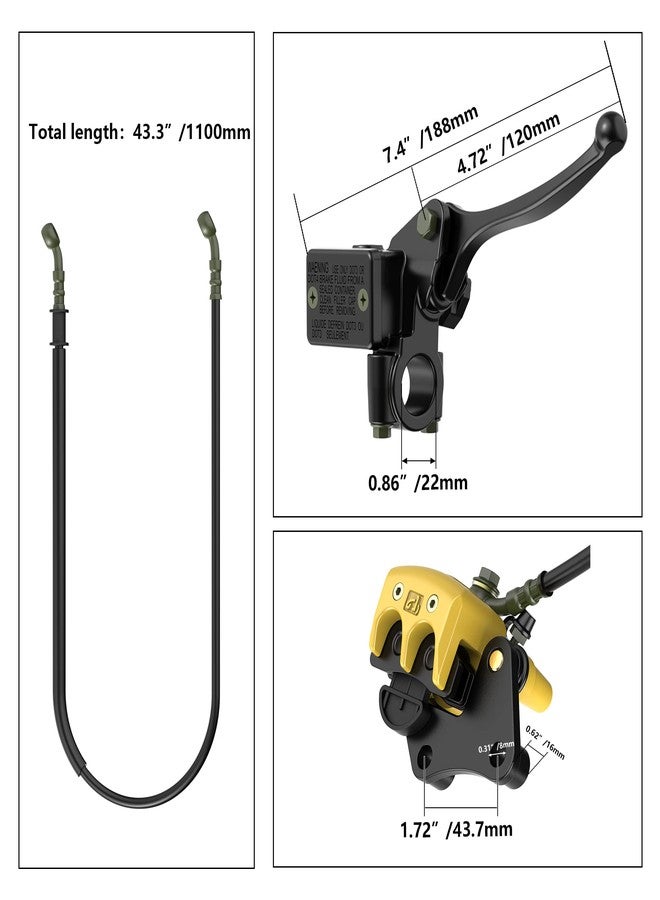 MTATCN Qiufadong Front Disc Brake Master Cylinder Caliper with Brake Pad Assembly Replacement for Chinese 50cc 70cc 90cc 110cc 125cc Dirt Bike Pit Bike - Image 2