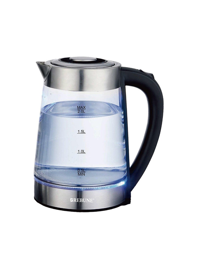REBUNE Tea Set 2L kettle 1L Teapot, 1500W, Stainless Steel, Filter, Keep-Warm 2hrs RE-1-140 Silver/Black - Image 3