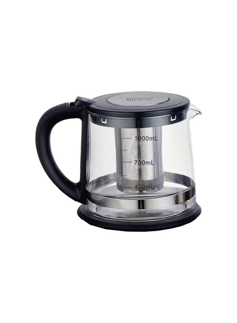 REBUNE Tea Set 2L kettle 1L Teapot, 1500W, Stainless Steel, Filter, Keep-Warm 2hrs RE-1-140 Silver/Black - Image 2