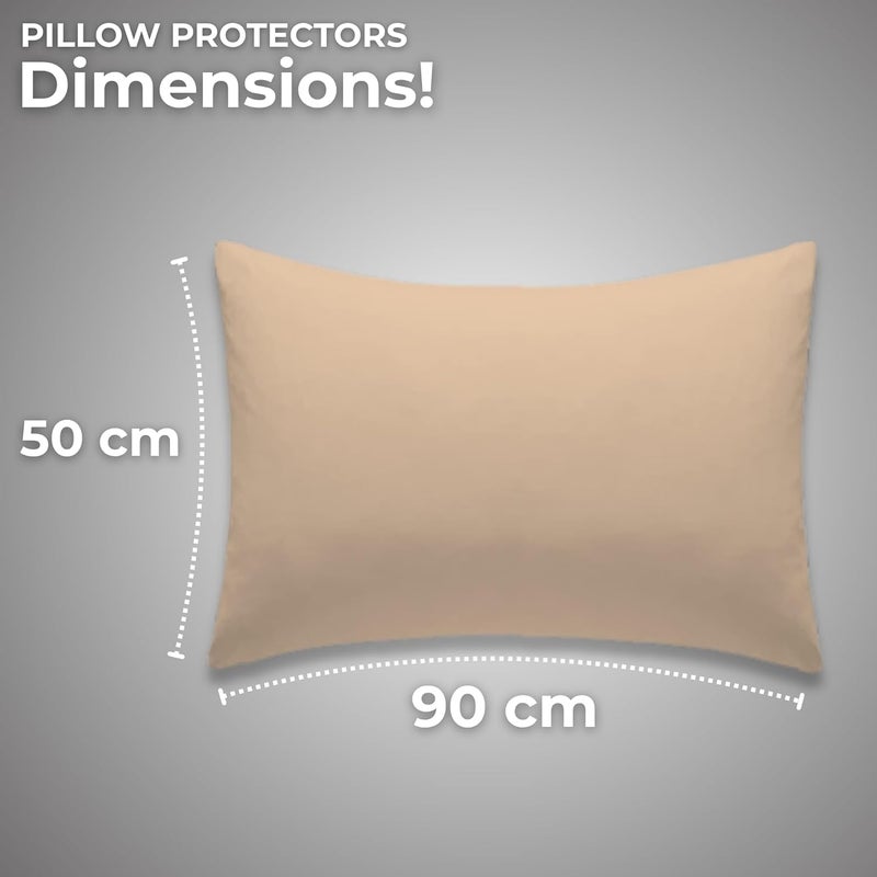MUSA MUSA® Premium Cotton Pillowcases for Bedrooms, Sofa Seat Cushions & Dorm Rooms - Hotel Quality & Fade Free Pillow Protectors Set of 2 Pillow Covers with Zipper Closure Standard (Beige, 50 x 90cm) - Image 2