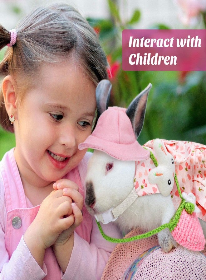 Weewooday 2 Sets Pet Rabbit Bunny Dress Bunny Easter Costume with Leash Hat Mini Bag Harness Leash Small Animals Accessory for Rabbit Hedgehog Ferret Guinea Pigs Piggies Squirrel(Stylish) - Image 5