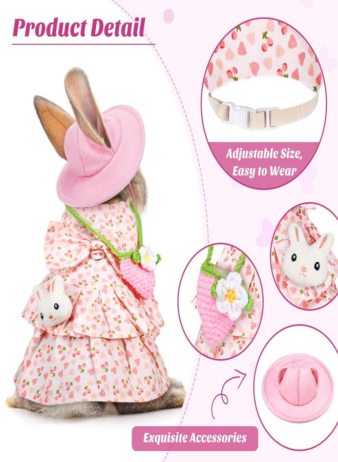 Weewooday 2 Sets Pet Rabbit Bunny Dress Bunny Easter Costume with Leash Hat Mini Bag Harness Leash Small Animals Accessory for Rabbit Hedgehog Ferret Guinea Pigs Piggies Squirrel(Stylish) - Image 2