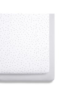 Snuz Pack of 2 Crib Fitted Sheets, Design Ed To Fit Pod Bedside Cribs, 100% Cotton, Infant And Baby, Pattern Grey Spot, Fitted Sheet Size - 44 X 80Cm  - Image 3
