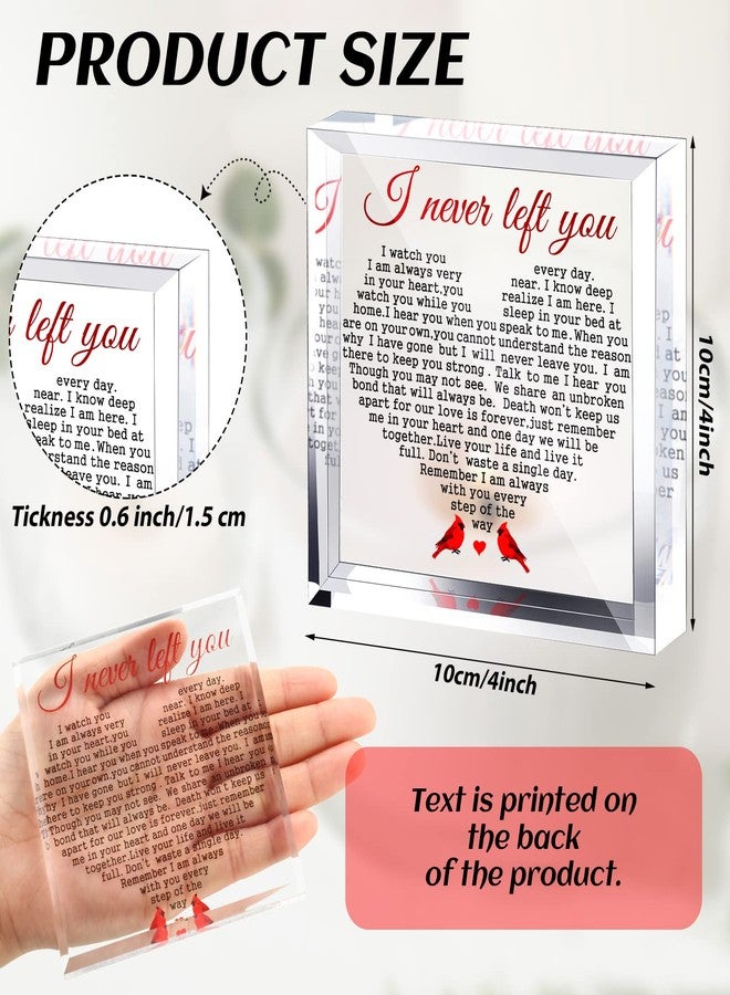 Yulejo Sympathy Gifts Plaque for Loss of Loved One Acrylic Cardinal Gift I Never Left You Memorial Bereavement Condolence Remembrance Table Sign for Grief Grieving Father Mother Keepsake Paperweight - Image 3