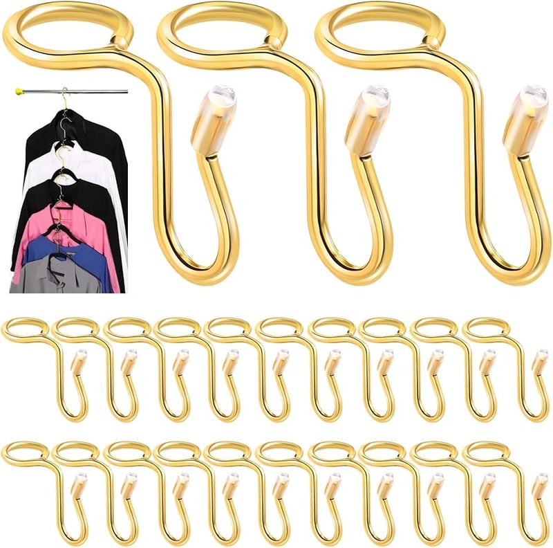 Gold Metal Cascading Closet Hooks 50 Pack Space Saving Wardrobe Organization System - Image 2