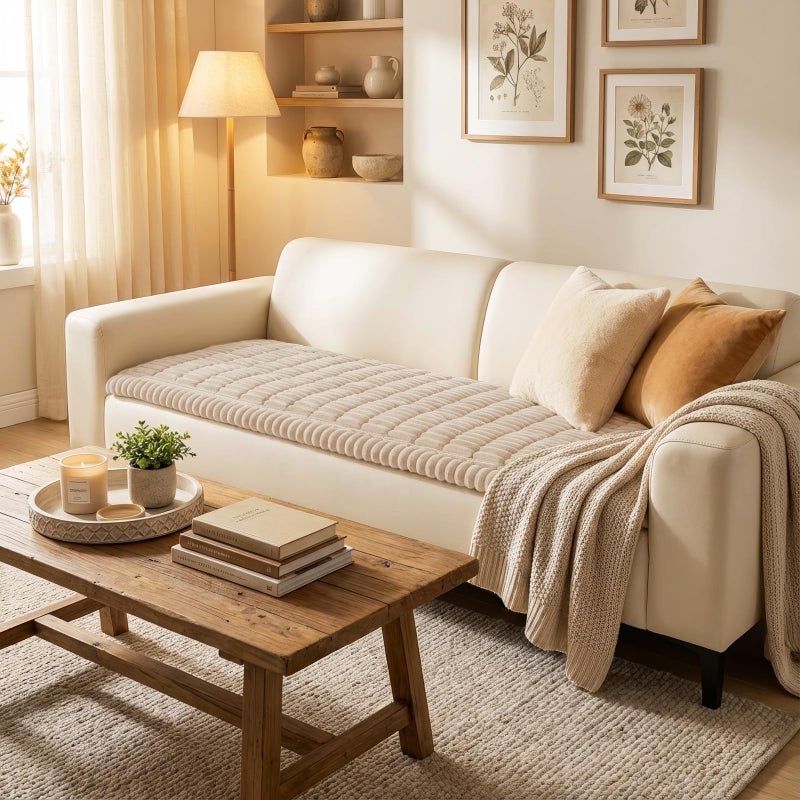 Smiry Couch Cover for Dogs Washable, Non Slip Fuzzy Pet Couch Covers for 3 Cushion Sofa Pet Friendly, Thick Soft Sofa Slipcovers Cushion Protector (Apricot, 27.6" x 47") - Image 2